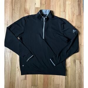 Adidas Mens Athletic Lightweight Half Zip Black Golf Top Size Medium